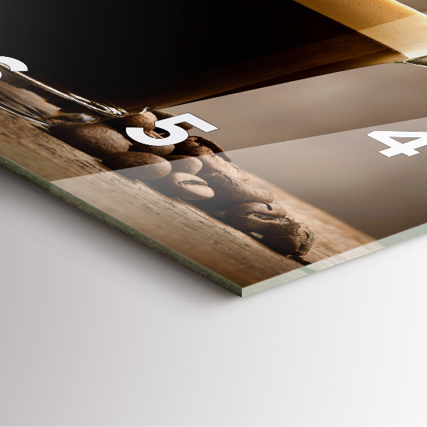 Square glass wall clock A cup of coffee