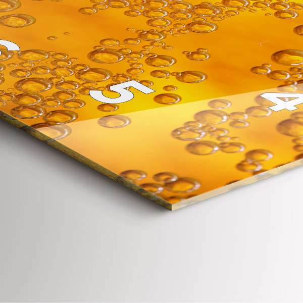 Square glass wall clock Beer with foam