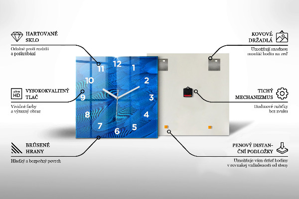 Square glass wall clock Beer with foam