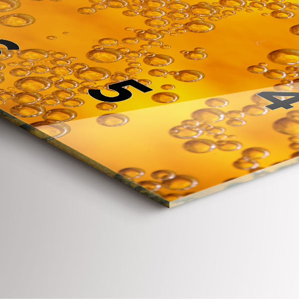 Square glass wall clock Beer with foam