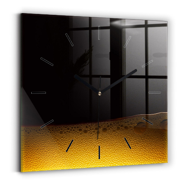 Square glass wall clock Orange juice
