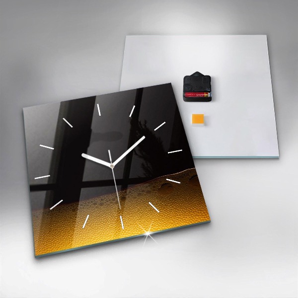 Square glass wall clock Orange juice