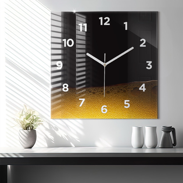 Square glass wall clock Orange juice