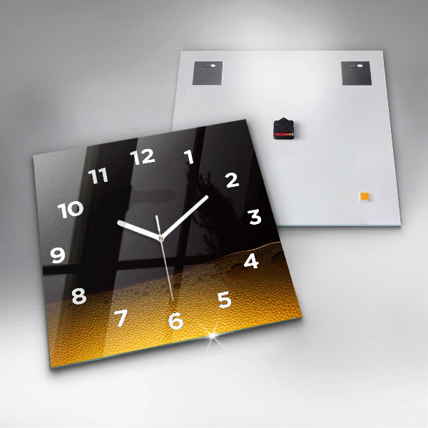 Square glass wall clock Orange juice