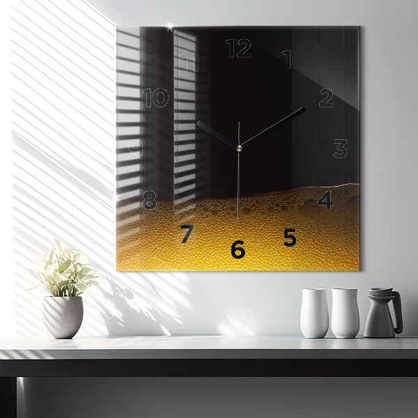 Square glass wall clock Orange juice