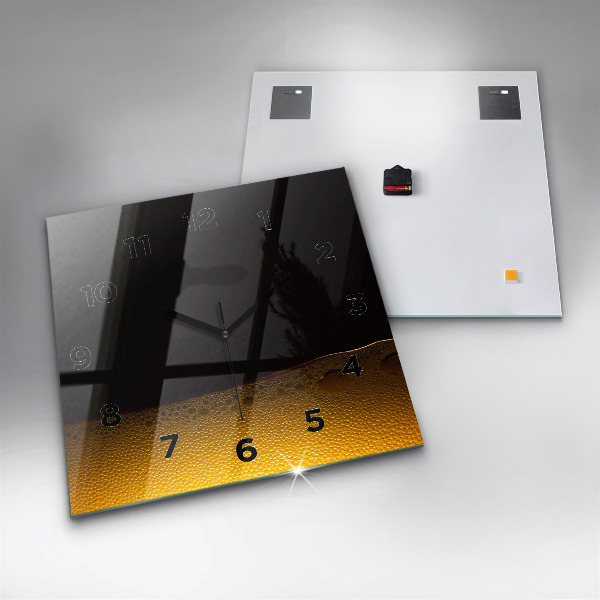 Square glass wall clock Orange juice