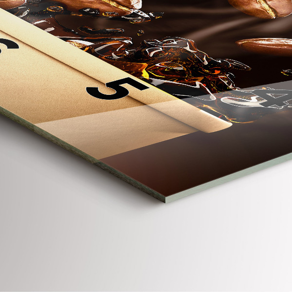 Square glass wall clock Hot coffee