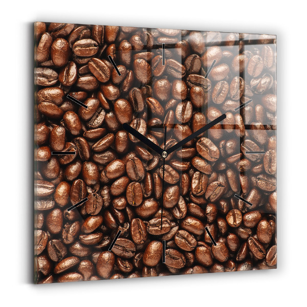 Square glass wall clock Coffee beans