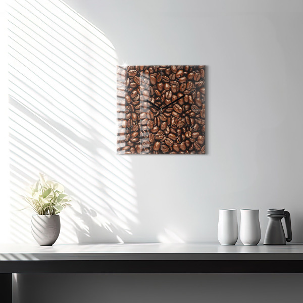 Square glass wall clock Coffee beans