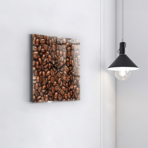 Square glass wall clock Coffee beans