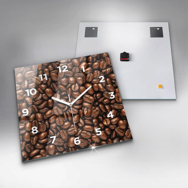 Square glass wall clock Coffee beans