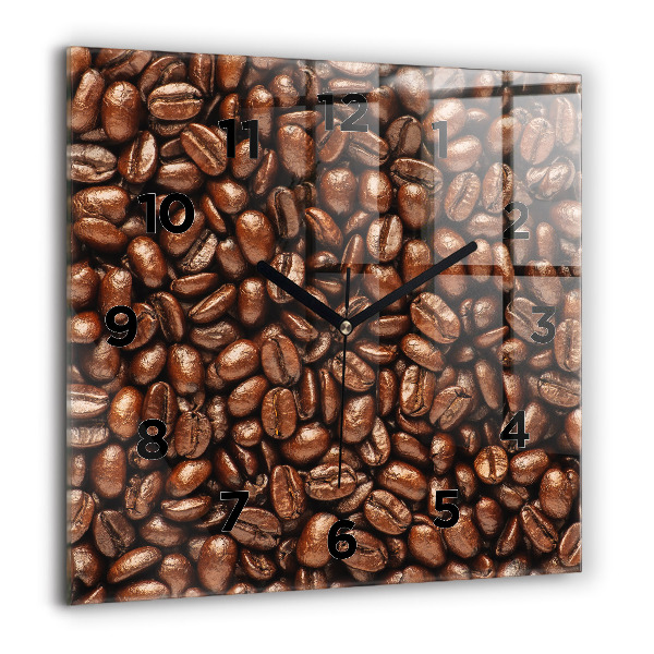 Square glass wall clock Coffee beans