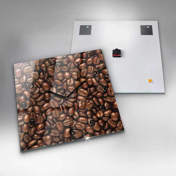 Square glass wall clock Coffee beans