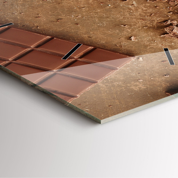 Square glass wall clock Chocolate bars