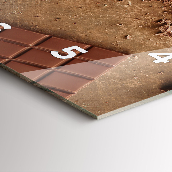 Square glass wall clock Chocolate bars