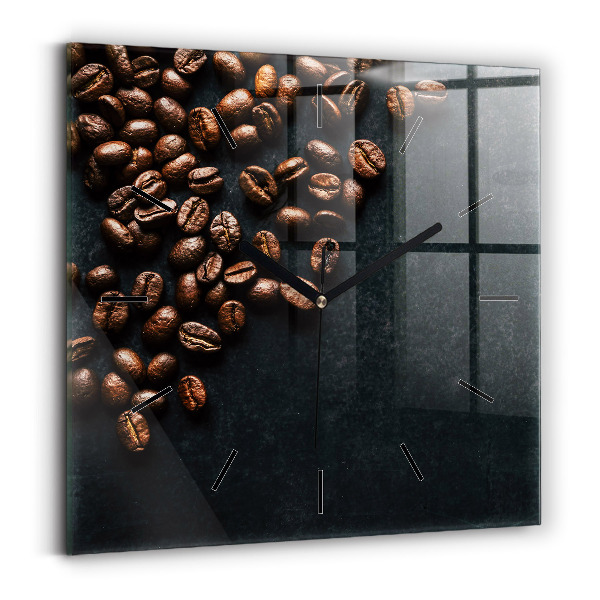Square glass wall clock Coffee beans
