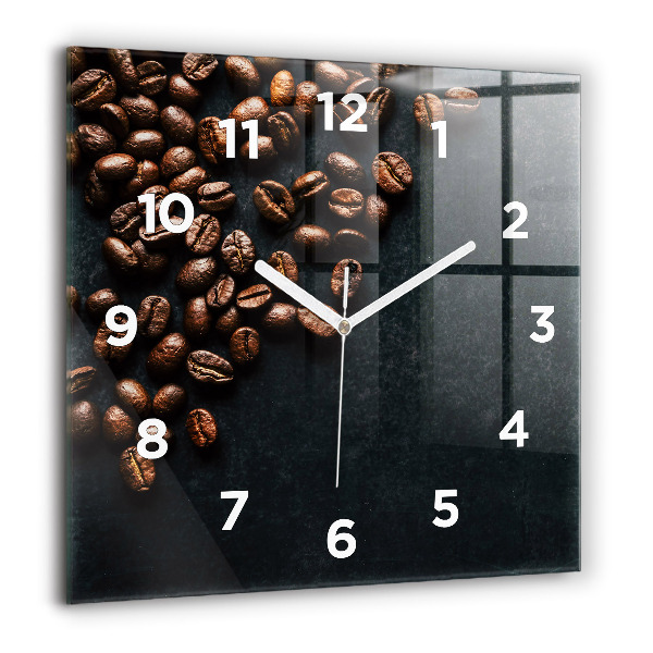 Square glass wall clock Coffee beans