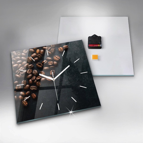 Square glass wall clock Coffee beans