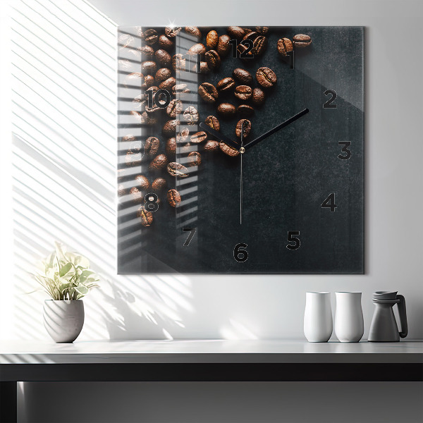 Square glass wall clock Coffee beans