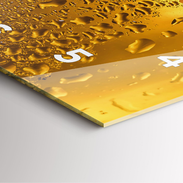 Square glass wall clock A mug of beer