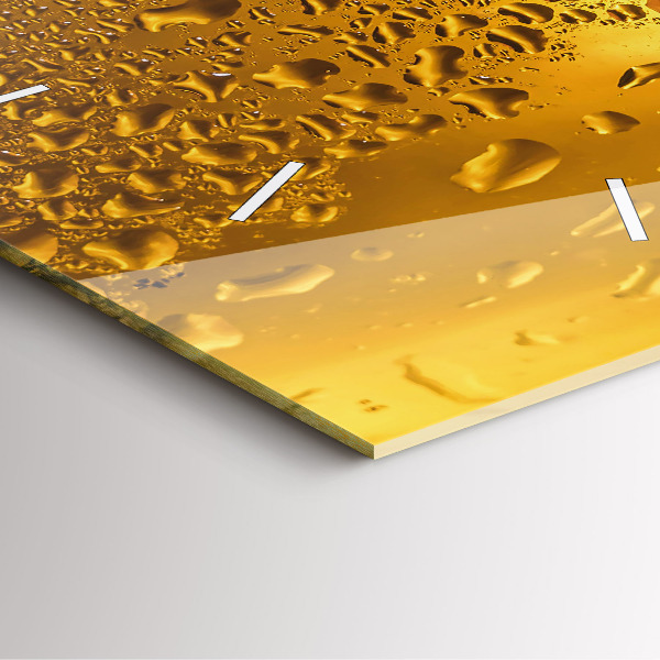 Square glass wall clock A mug of beer