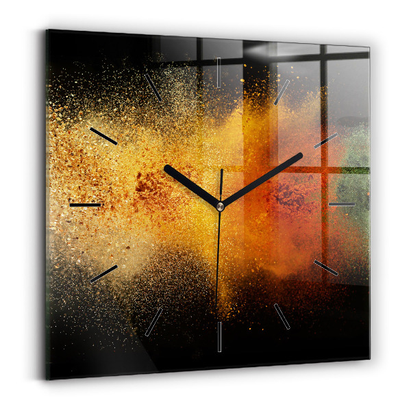 Square glass wall clock Spices scattered