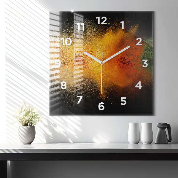 Square glass wall clock Spices scattered
