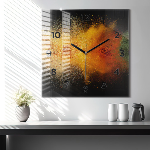 Square glass wall clock Spices scattered