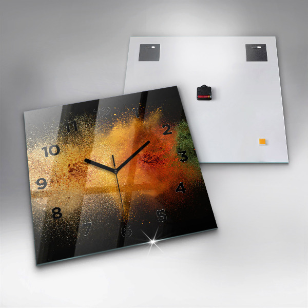 Square glass wall clock Spices scattered