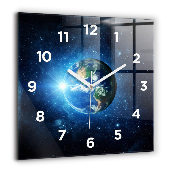 Square glass wall clock Earth and Galaxy – NASA