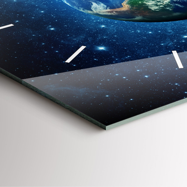 Square glass wall clock Earth and Galaxy – NASA