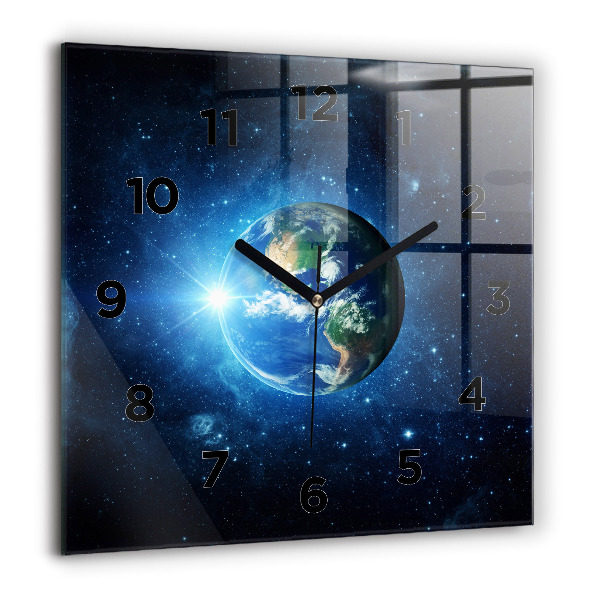 Square glass wall clock Earth and Galaxy – NASA