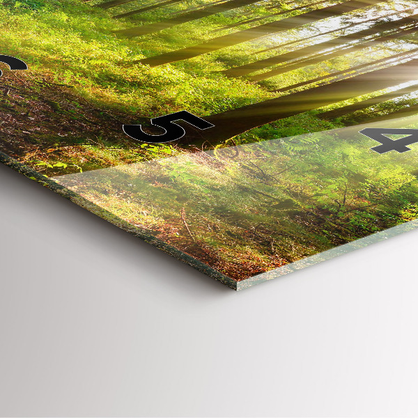 Square glass wall clock Forest sunrise