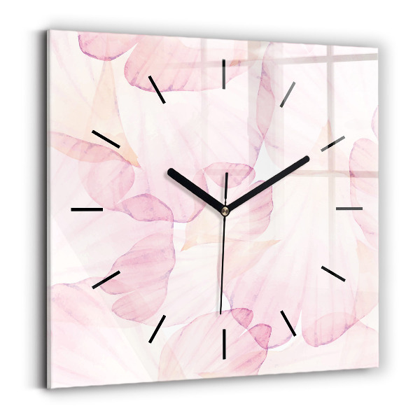 Square glass wall clock Watercolor petals