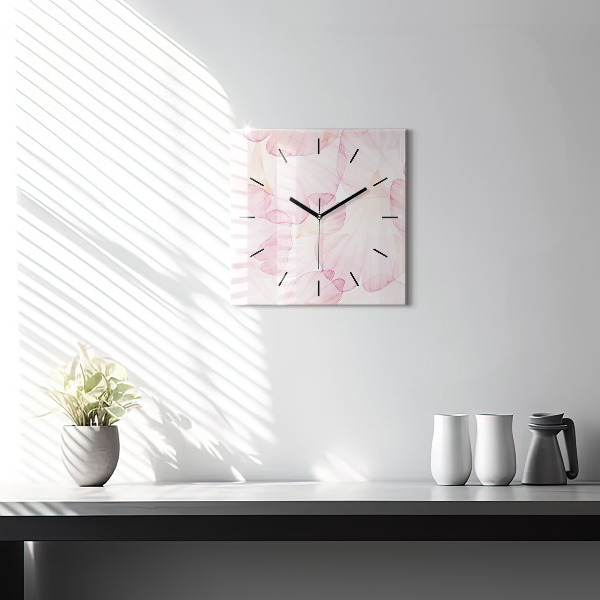 Square glass wall clock Watercolor petals