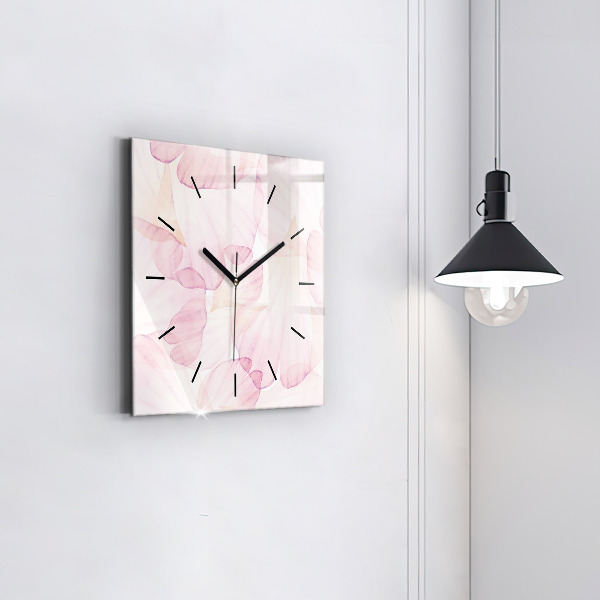 Square glass wall clock Watercolor petals