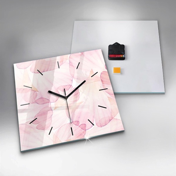 Square glass wall clock Watercolor petals