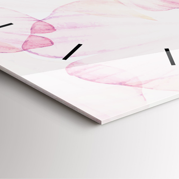 Square glass wall clock Watercolor petals