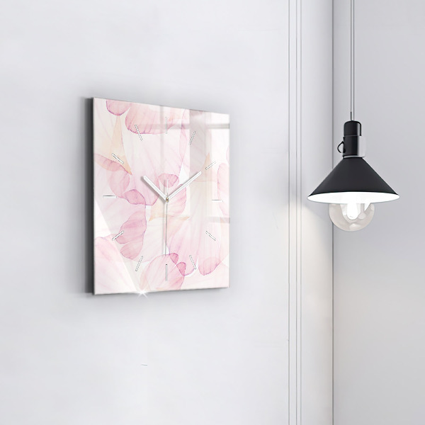 Square glass wall clock Watercolor petals