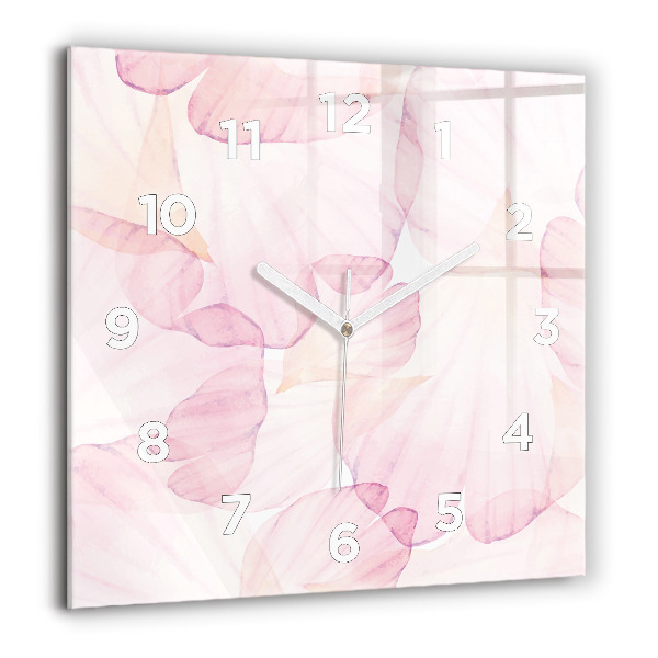 Square glass wall clock Watercolor petals