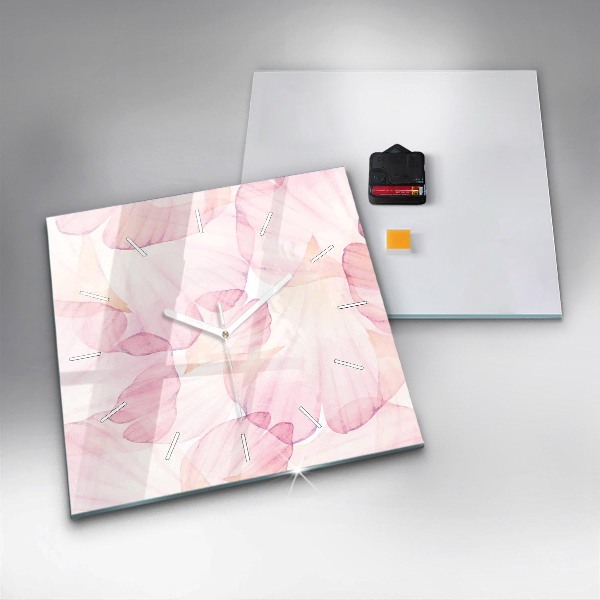 Square glass wall clock Watercolor petals