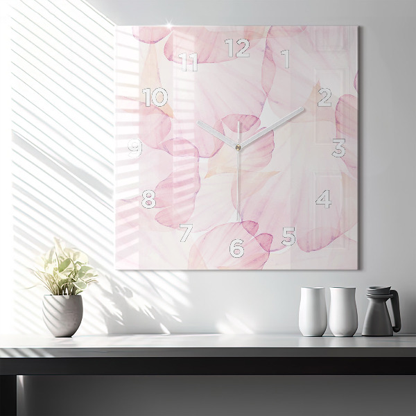 Square glass wall clock Watercolor petals