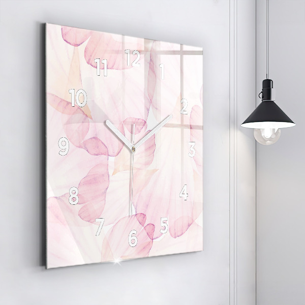 Square glass wall clock Watercolor petals