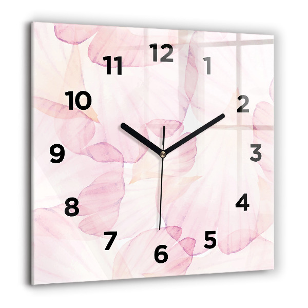 Square glass wall clock Watercolor petals