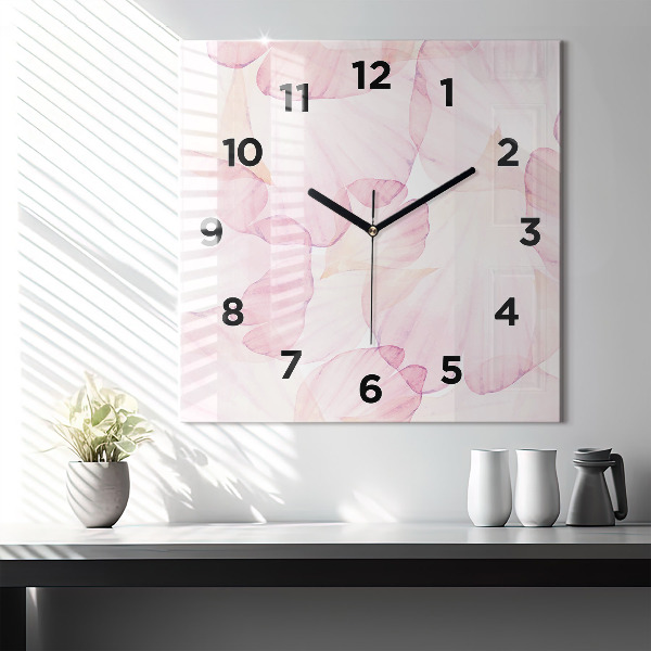 Square glass wall clock Watercolor petals