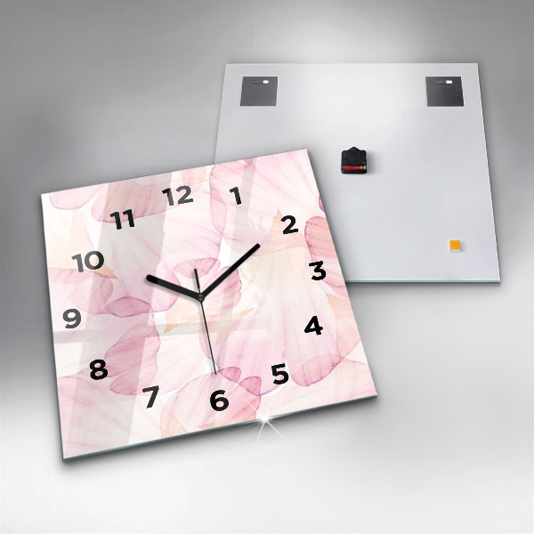 Square glass wall clock Watercolor petals
