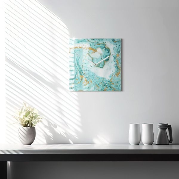 Square glass wall clock Marble texture
