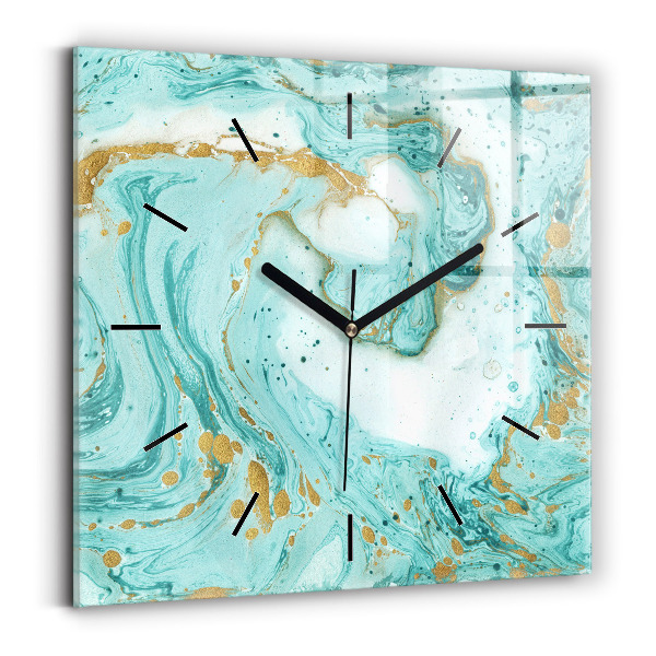 Square glass wall clock Marble texture