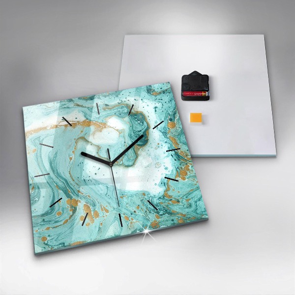 Square glass wall clock Marble texture
