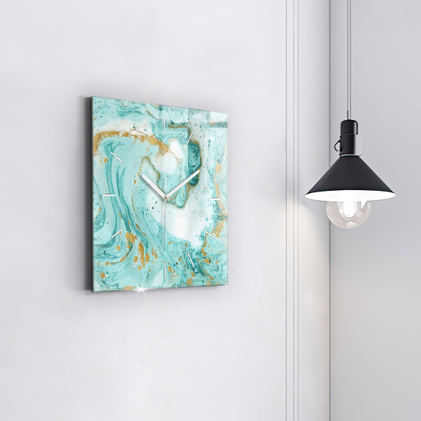 Square glass wall clock Marble texture